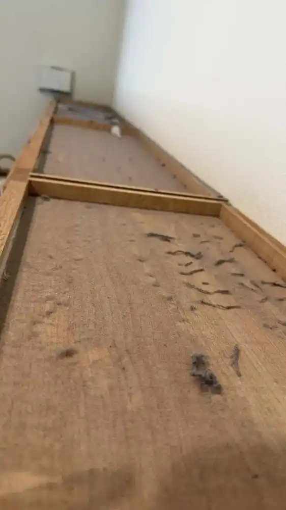 Upper-cabinet detail before cleaning