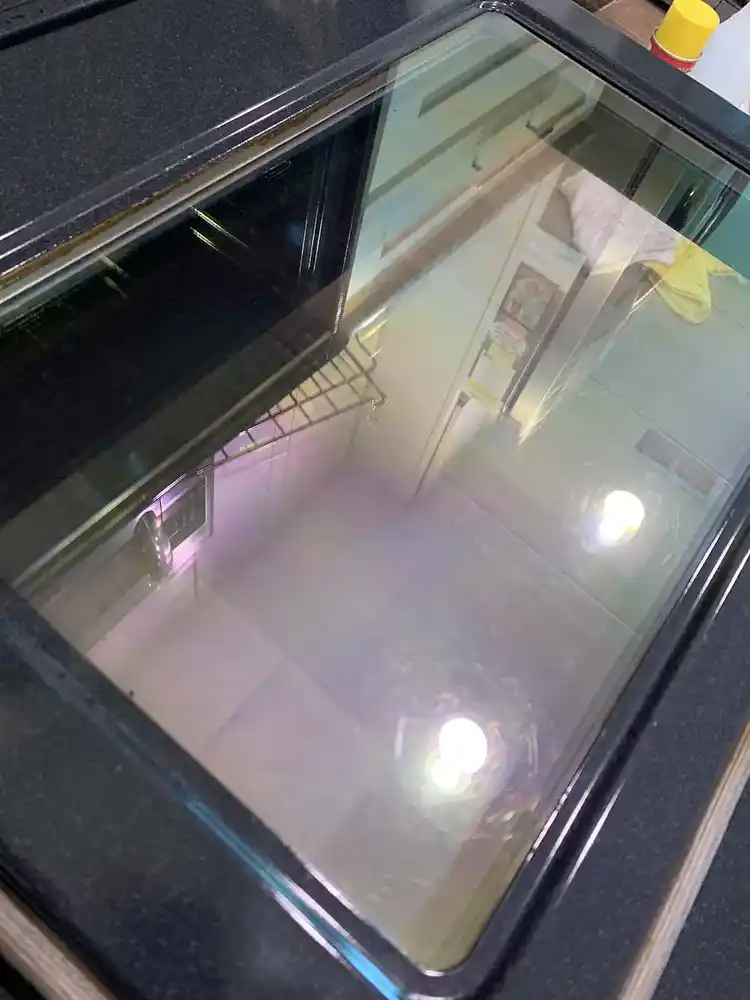 Oven door cleaning after cleaning