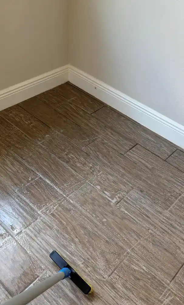 Tile floor detail after cleaning