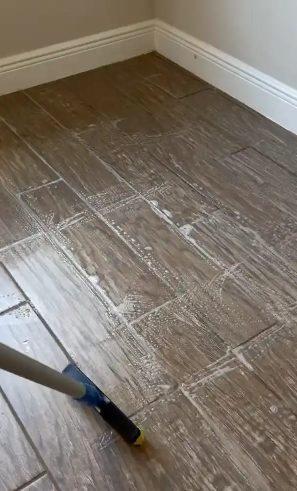 Tile floor detail before cleaning