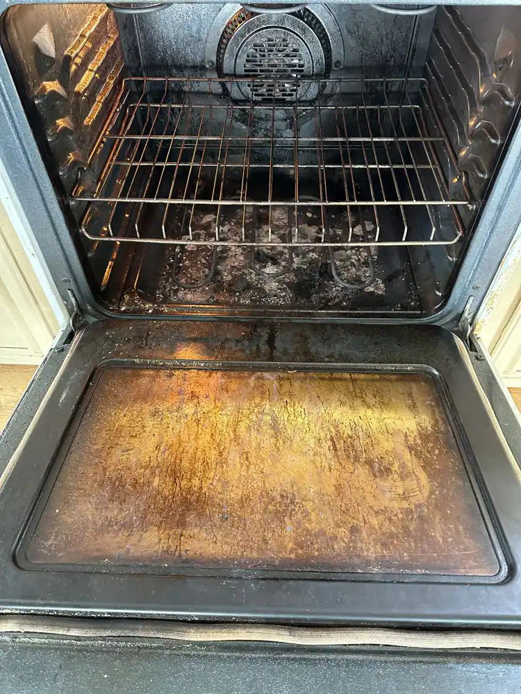 Inside oven cleaning before cleaning